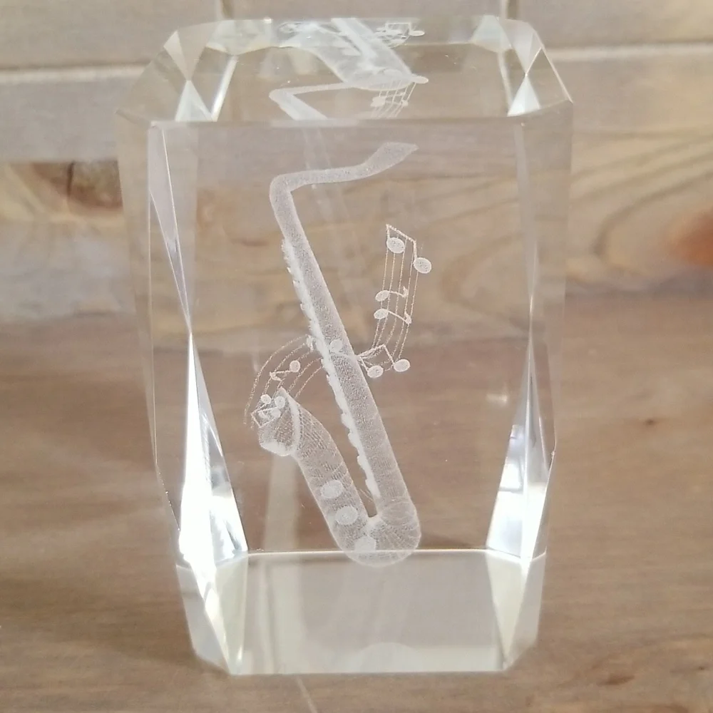 Crystal Prism Glass with Saxophone